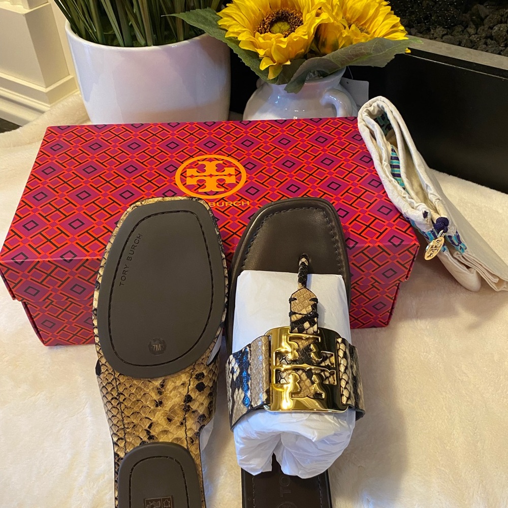 Tory Burch Georgia Snake Print Sandal - Picture 6 of 6